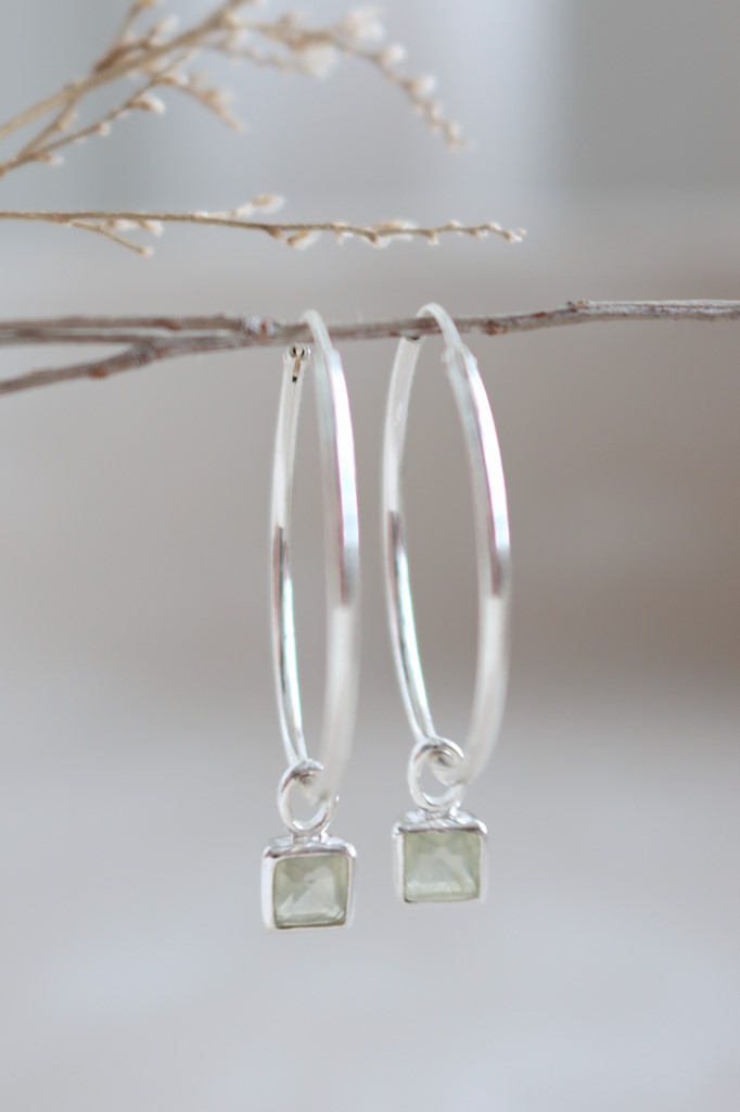 Silber Creolen Iucker Prehnit Art. nr. OH88-8801-04-04