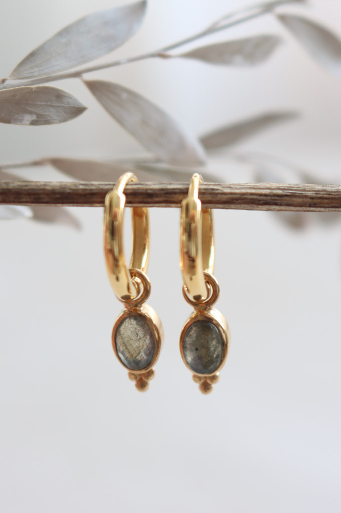 Gold Creolen Symphony Labradorit  Art. nr. OH88-2159-03-4-