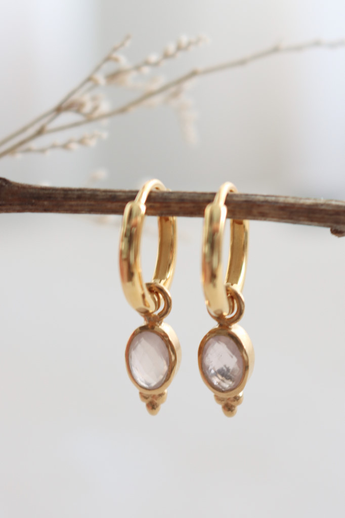 Gold Creolen Symphony Rosenquarz Art. nr. OH88-2159-01-4-