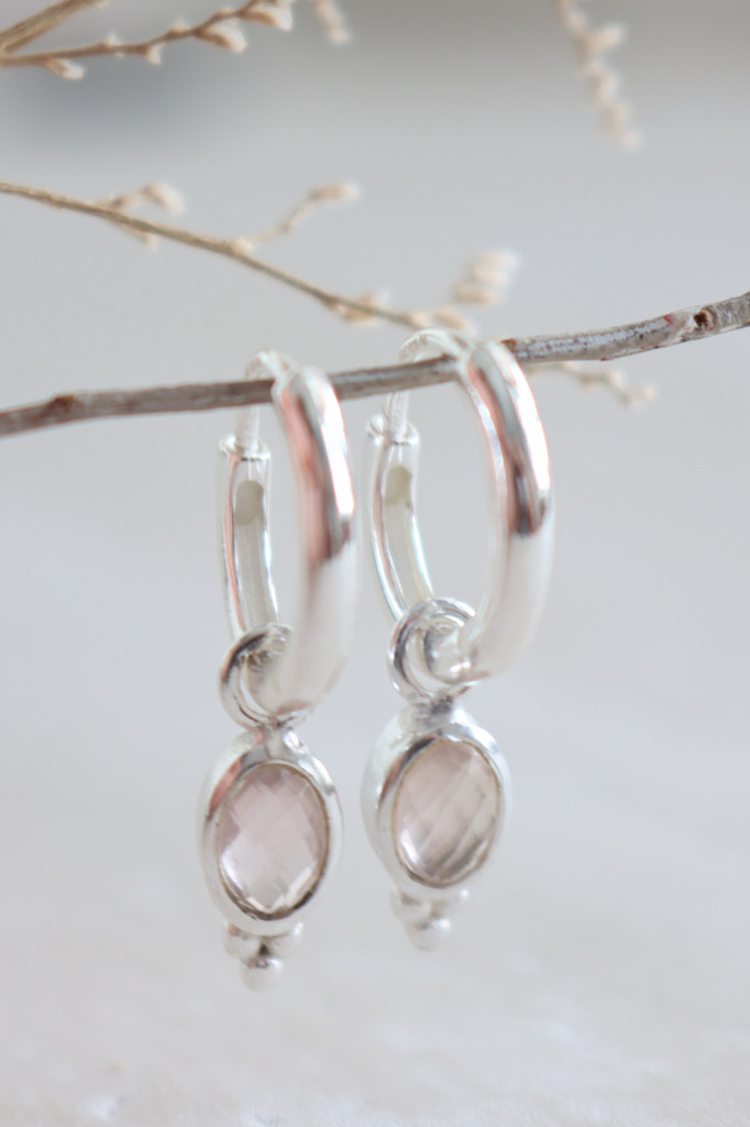 Silber Creolen Symphony Rosenquarz Art. nr. OH88-2159-01-4