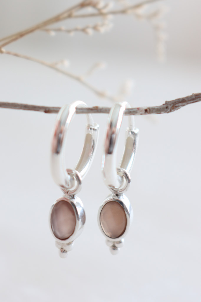 Silber Creolen Symphony Chocclat Mondstein Art. nr. OH88-2159-04-4