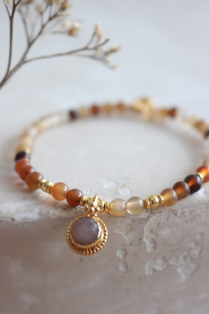 Gold Armband Harmonic Botswanaachat braun Da Shanti Art. nr. AB88-2151-2-07-GG