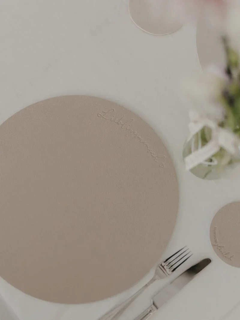 Wendbares Platzset Lieblingsmensch Creme  Eulenschnitt Art nr. E809