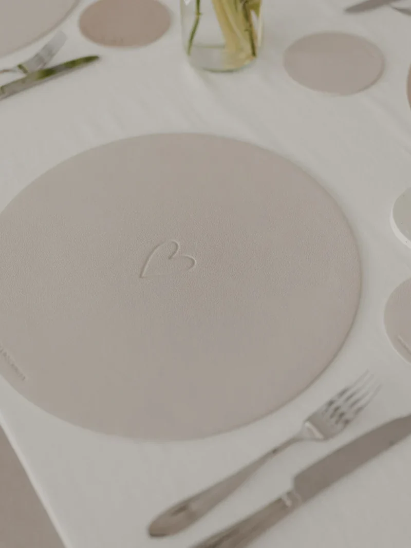 Wendbares Platzset Herz  Creme Eulenschnitt Art nr. E72