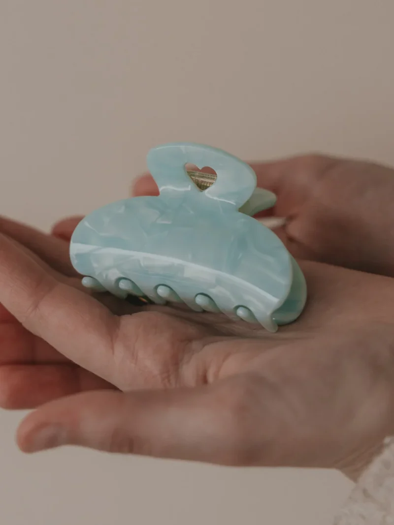 Haarspange groß Herz Mint  Eulenschnitt Art nr. E 737