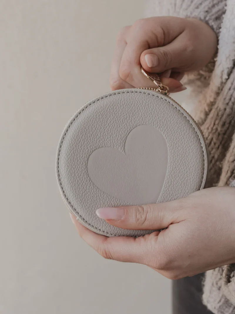 Portemonnaie Herz grau / taupe Eulenschnitt Art nr. E 914