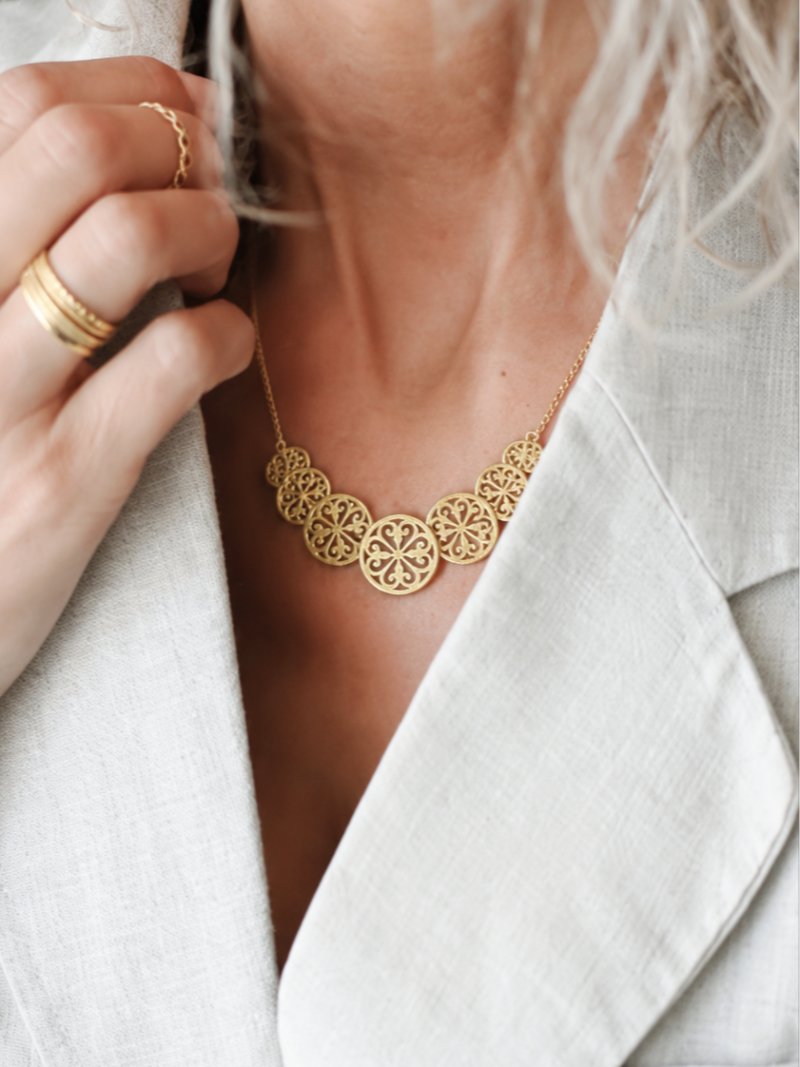 Gold Halskette Mandala mattiert Art nr. H 08693