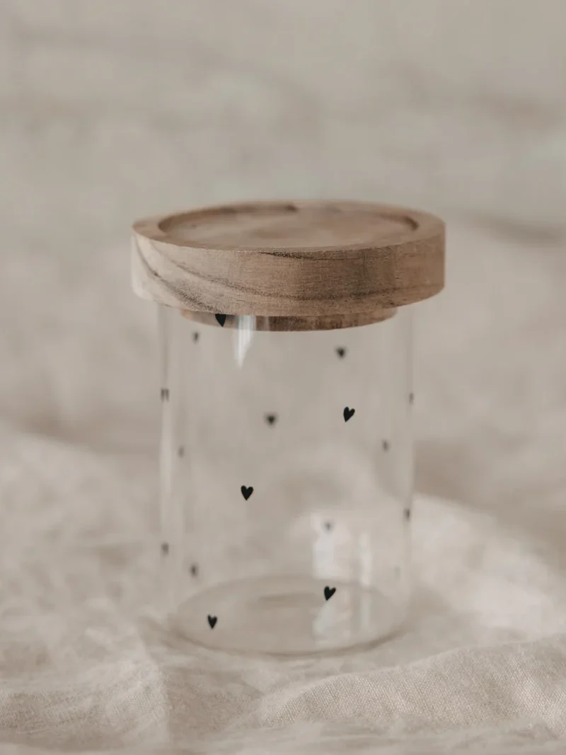 Mini Vorratsglas mehrere Herzen schwarz 9cm einzeln  Eulenschnitt At nr. E 0254