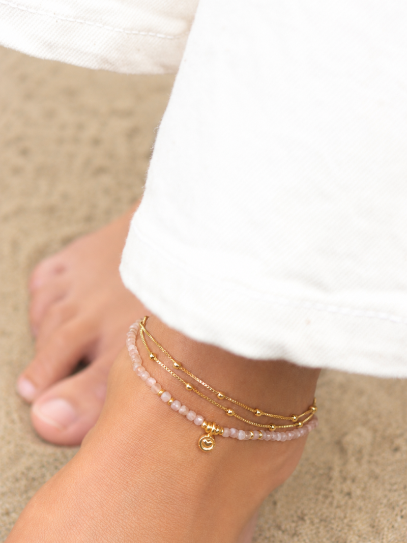 gold Fusskette Softly Nude Mondstein Da Shanti Art. nr. DS6369