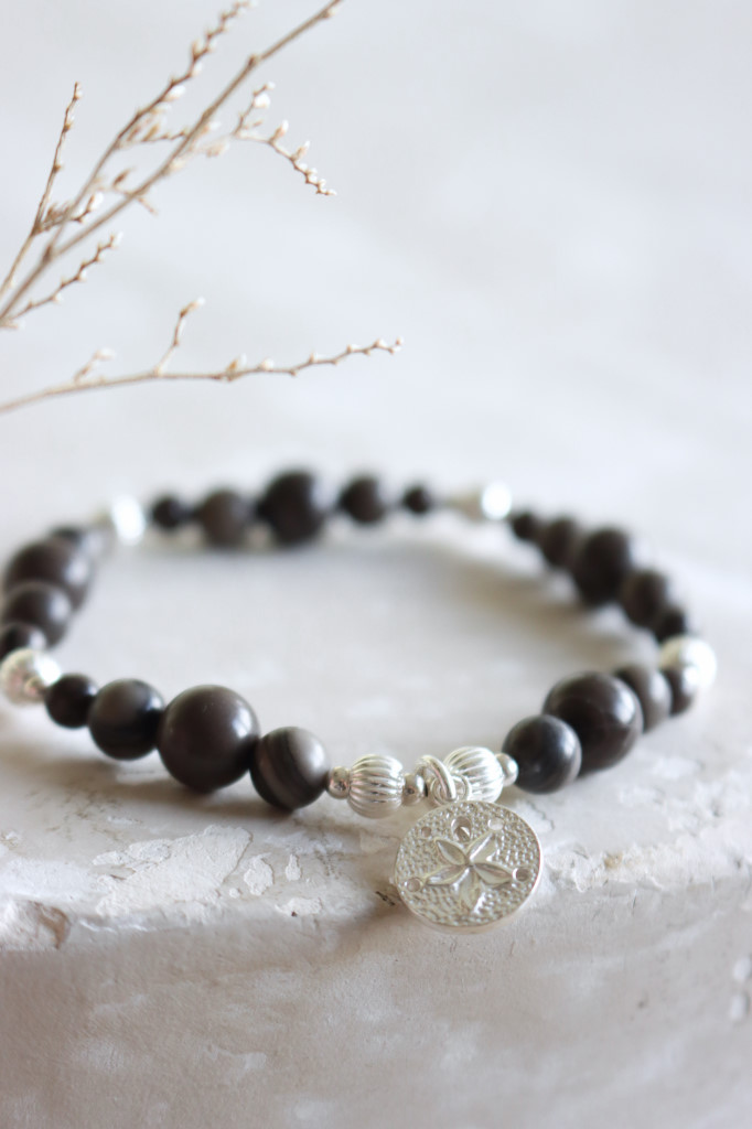 Silber ARMBAND NAUTICAL Flint Stone braun DA SHANTI ART NR. DA14763