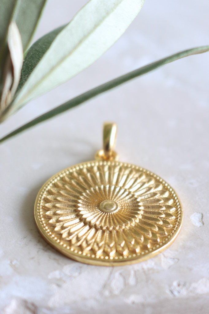 Gold Anhänger Doppelseitig Blume Art. nr. AH71347