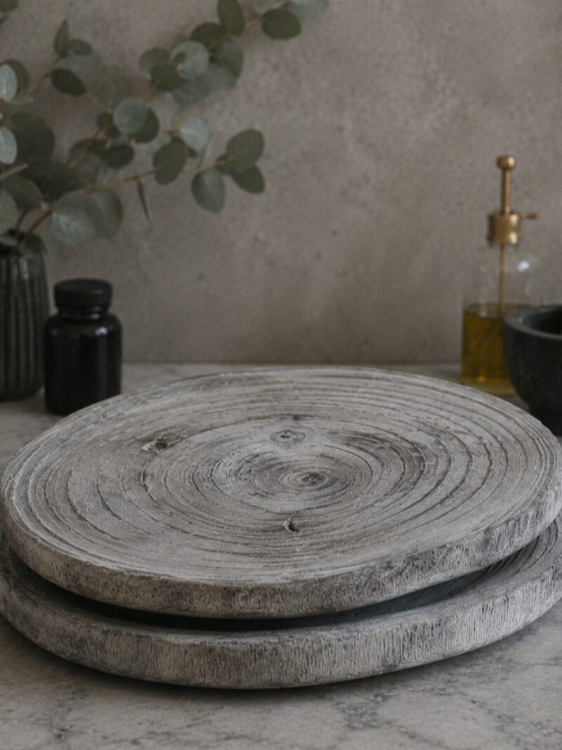Unikat Holz Teller/ Tablet grau Art nr. Po09