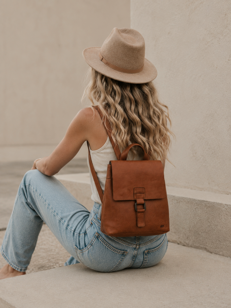 Rucksack/Schultertasche „Jesse“ Cognac ( rost)  Bear Art nr. B 88