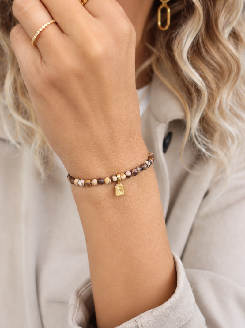 Gold Armband Vanilla Cappuccino Jaspis  Da Shanti Art. nr. Ds882093