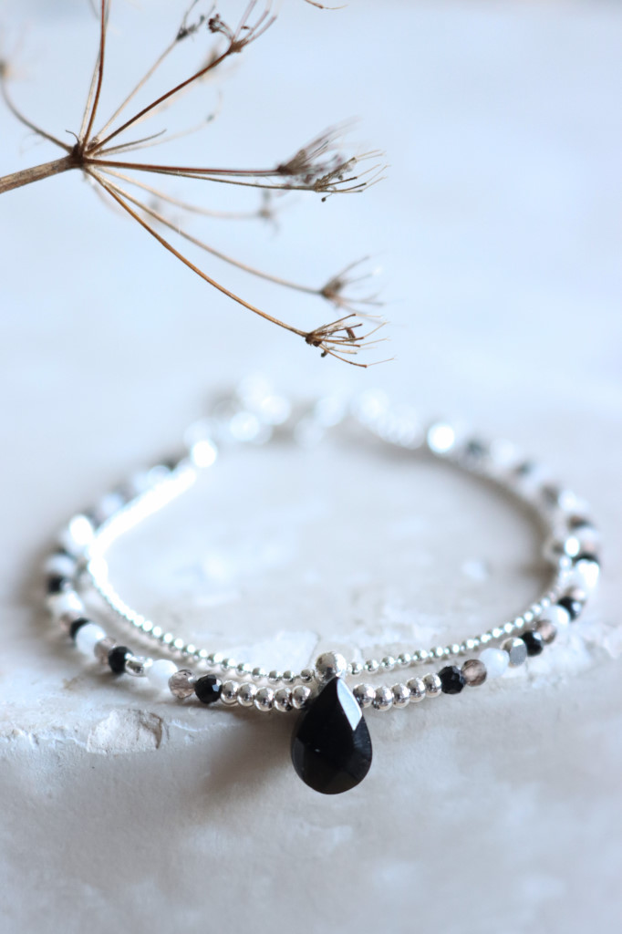 Silber Armband Edelstahl Tropfen Onix Art. nr. AB111-063