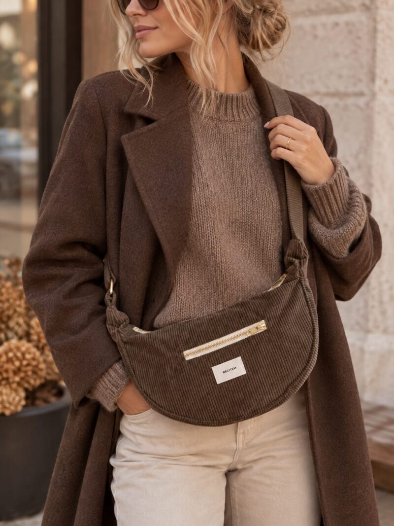 Sac demi-lune uni Hugo Manchester dunkelbraun Recitem Art nr. Re61
